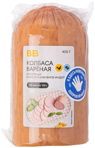 ВкусВилл Колбаса варёная из курицы и филе индейки «Лёгкая»